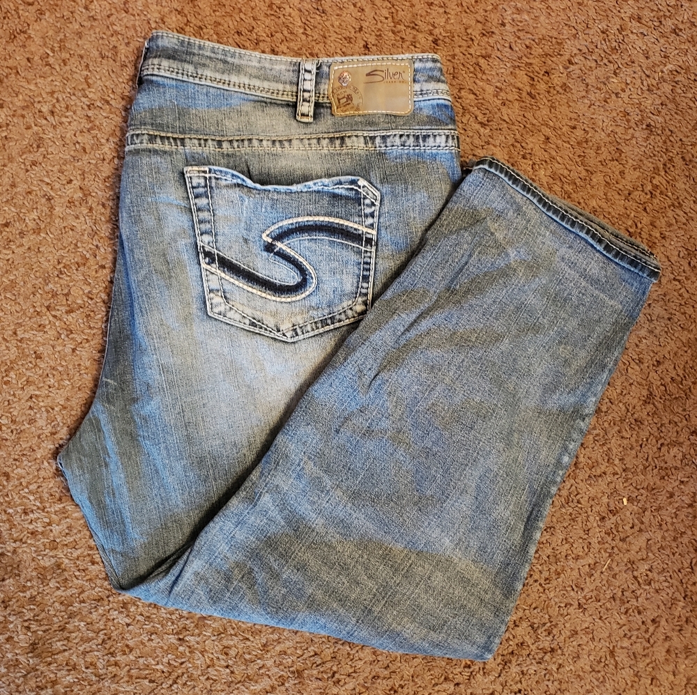 Womens Plus Size Silver Boyfriend Capri
